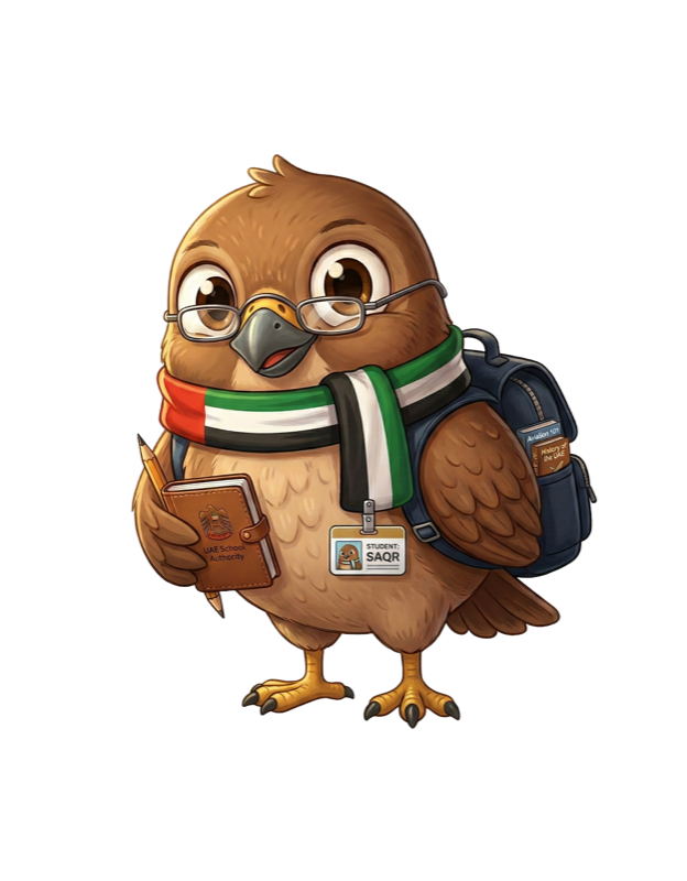 Saqr studying on a tablet